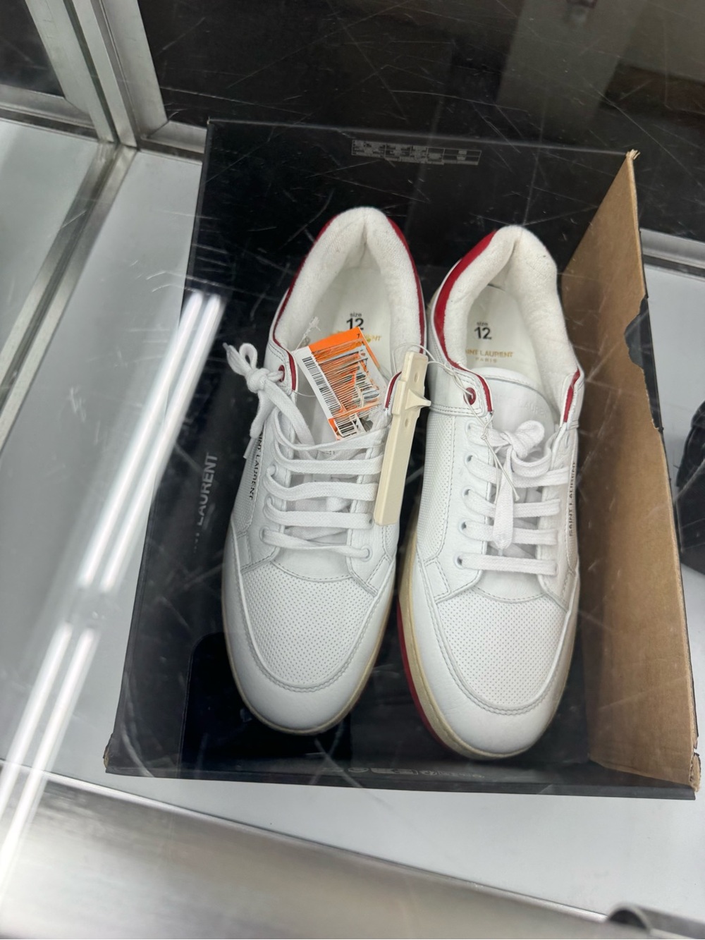 RUN 🏃 new Saint Laurent White Sneakers with Red Trim - Luxury Men's Casual Shoes